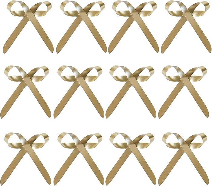 Metal Bows for Christmas Tree, 12Pcs Gold Bow Ornaments with Clip for Xmas Tree Topper, Wreaths, ... | Amazon (US)