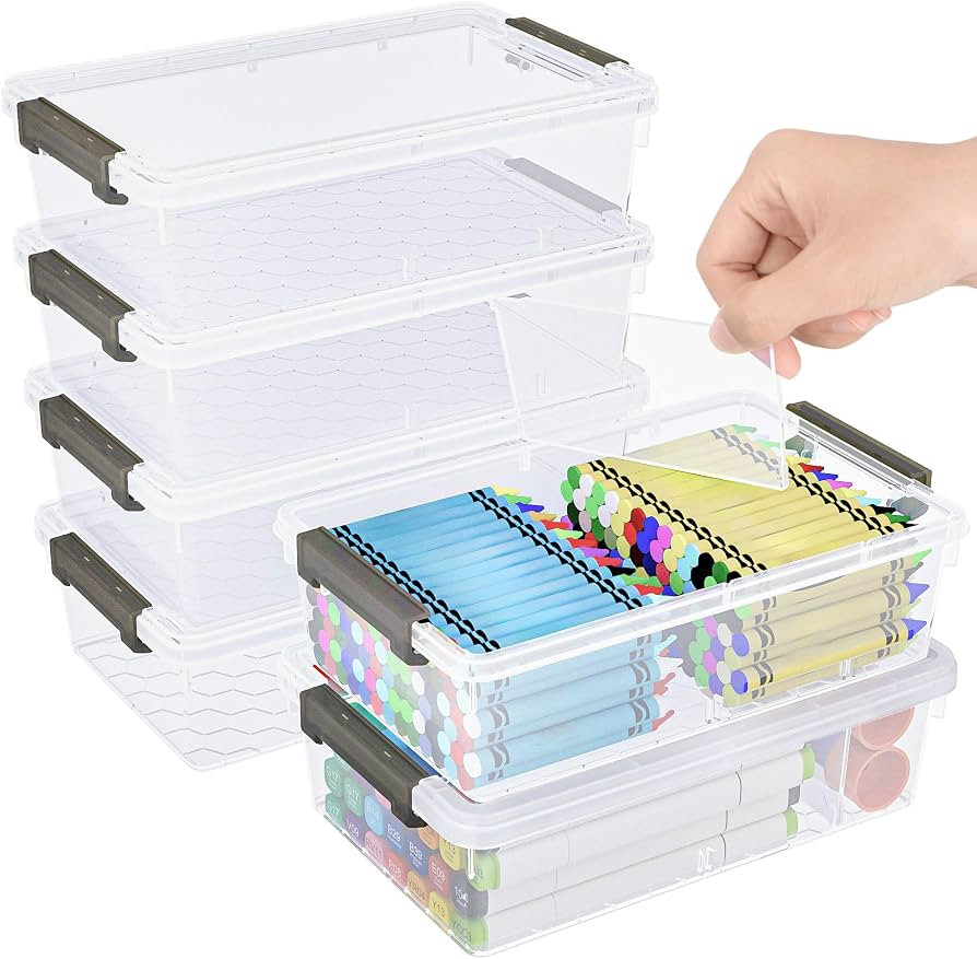 6 Pack Extra Large Pencil Box with Removable Divider, Thickened Pencil Case Bulk, Clear Crayon Ma... | Amazon (US)