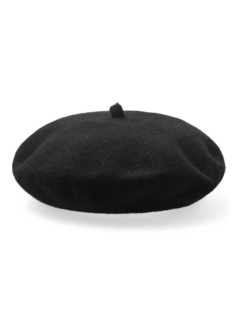 No Boundaries Women's Solid Beret, One Size, Black | Walmart (US)