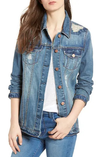 Women's Dear John Denim Deco Stitch Boyfriend Trucker Jacket, Size X-Small - Blue | Nordstrom