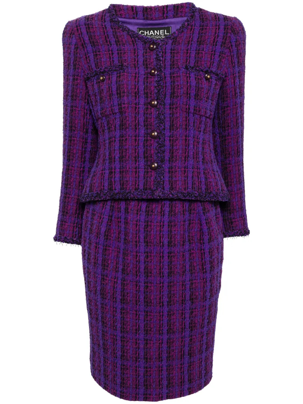 CHANEL Pre-Owned 1995 tweed suit set - Purple | Farfetch Global
