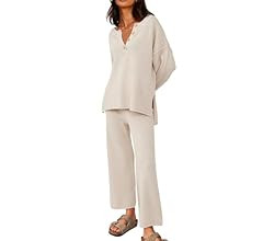 LILLUSORY Women's 2 Piece Trendy Outfits Oversized Slouchy Matching Sets Cozy Knit Sweatsuit Sets | Amazon (US)