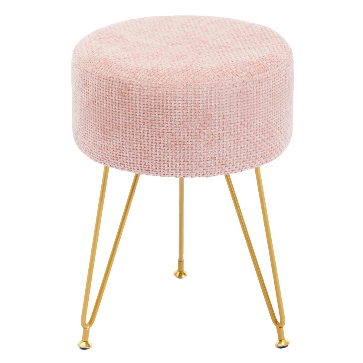 Modern Round Vanity Stool with 3 Metal Legs, Multiuse Foot Rest for Makeup Room Bedroom | Wayfair North America