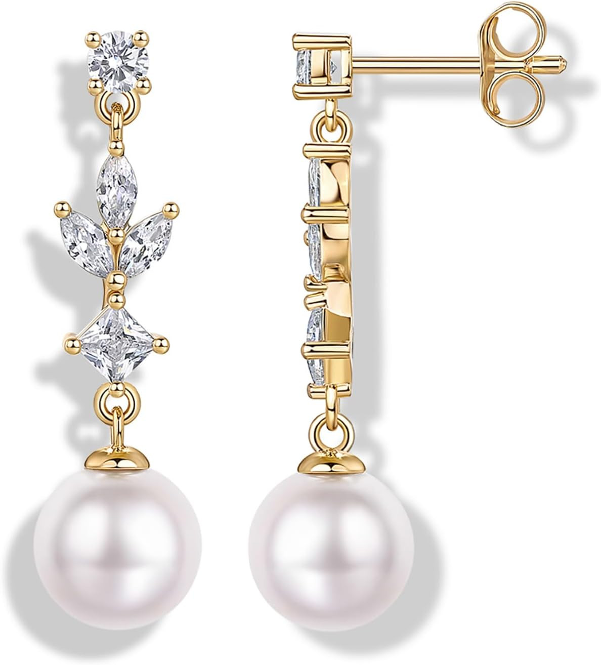 PAVOI 14K Gold Plated CZ Dangle Earrings for Women, Long Bridal Earrings | Amazon (US)