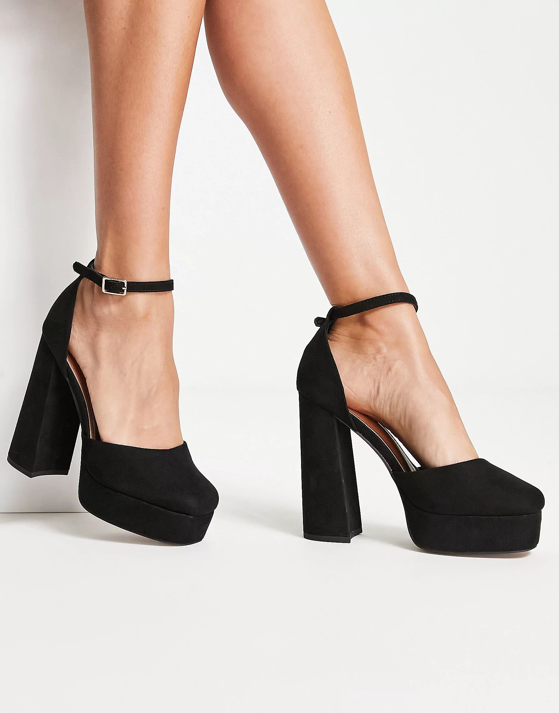 ASOS DESIGN Priority platform high heeled shoes in black | ASOS (Global)