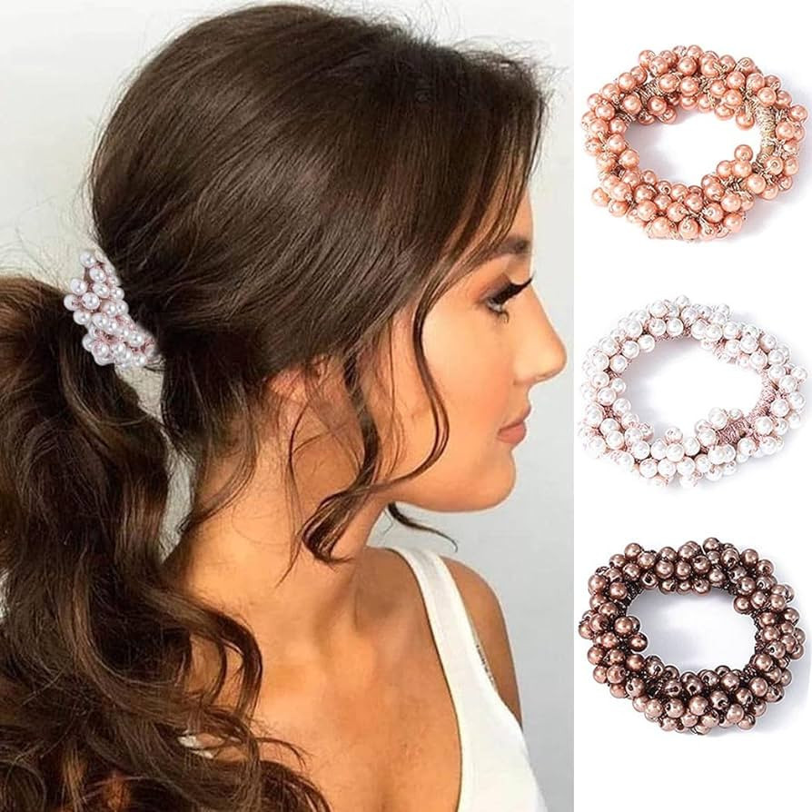 Unicra Hair Scrunchies Pearl Weave Hair Ties Set Fashion Elastics Hair Accessories for Women and ... | Amazon (US)