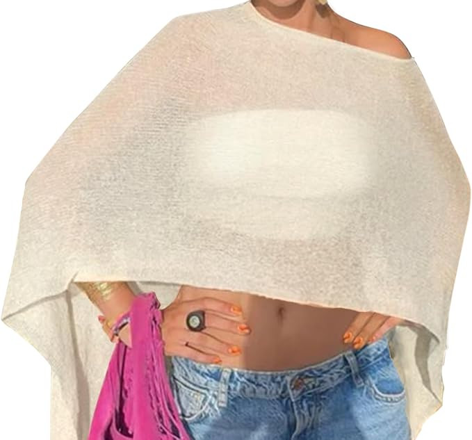 Women Poncho Shawl Top Beach Cover Up 3XS-6XL | Amazon (US)