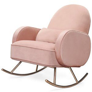 Nursery Works Compass Velvet Baby Rocker in Blush and Rose Gold | Cymax