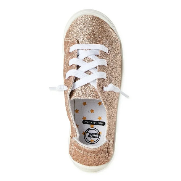 Wonder Nation Girls’ Canvas Bump Toe Sneakers - Walmart.com | Walmart (US)