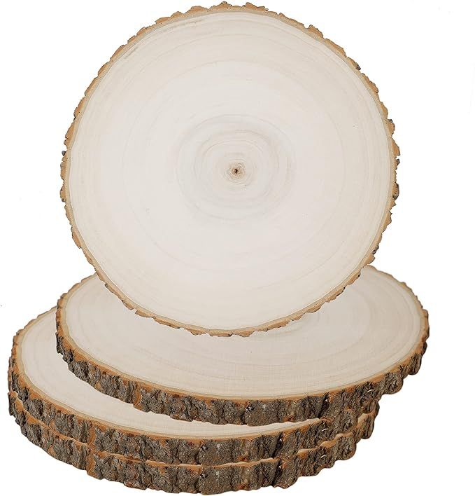 Prsildan 4 Pack Large Wood Circle Slices, 8 to 10 Inches DIY Unfinished Wood Table Centerpieces, ... | Amazon (US)