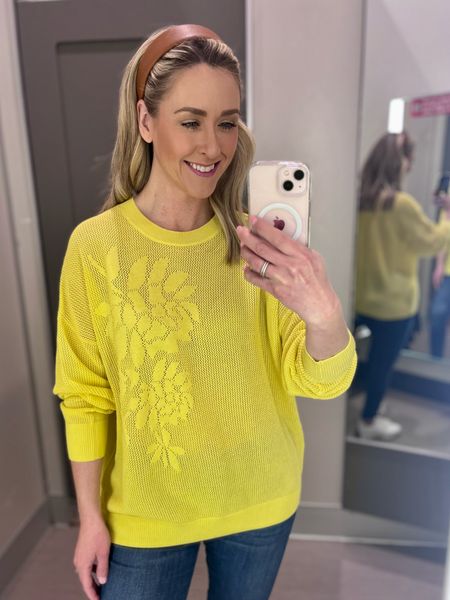 The perfect yellow spring sweater! Wearing a medium here but could wear a small. 

#LTKxTarget #LTKover40 #LTKSeasonal