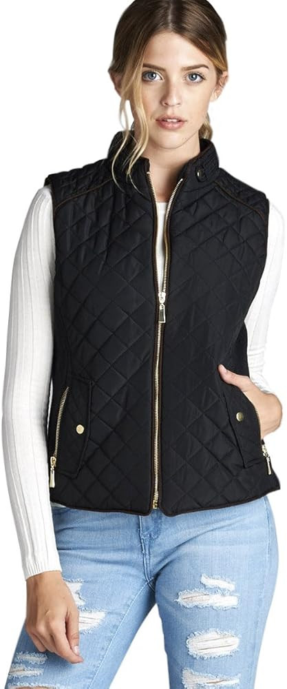 Active USA Quilted Padding Vest with Suede Piping Details Sizes from S-3XL | Amazon (US)