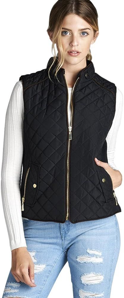 Active USA Quilted Padding Vest with Suede Piping Details Sizes from S-3XL | Amazon (US)