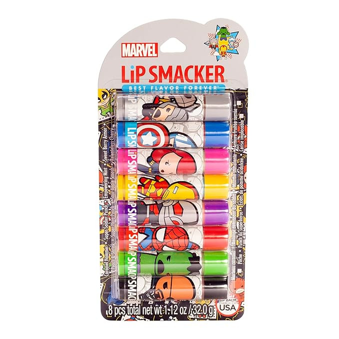 Lip Smacker Marvel Avenger Flavored Lip Balm Party Pack 8 Count, Super Hero, Spirderman, Iron Man... | Amazon (US)