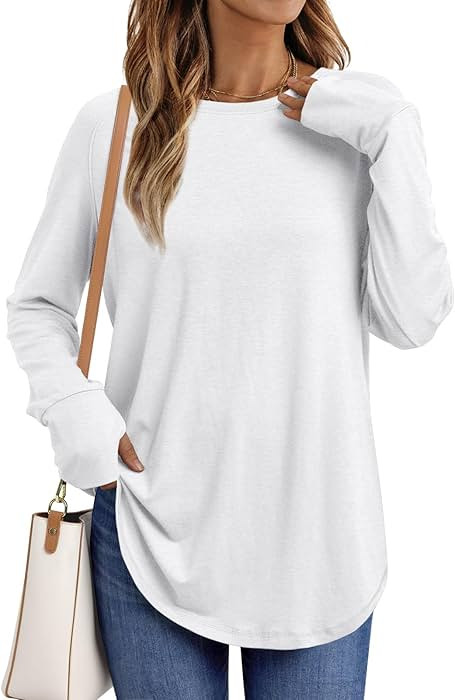 AUTOMET Womens Long Sleeve Shirts Crew Neck Casual Tshirts Fall Fashion Tops Loose Fit Lightweigh... | Amazon (US)