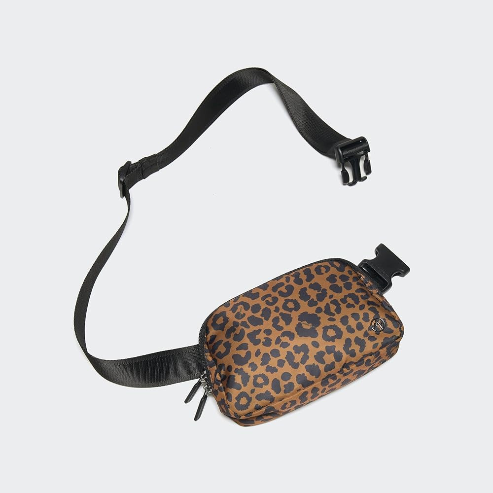 Pander Two Way Zipper Fanny Pack Nylon Everywhere Belt Bag for Women, Water Repellent Waist Packs, Crossbody Bags with Adjustable Strap (Midnight Leopard) | Amazon (US)