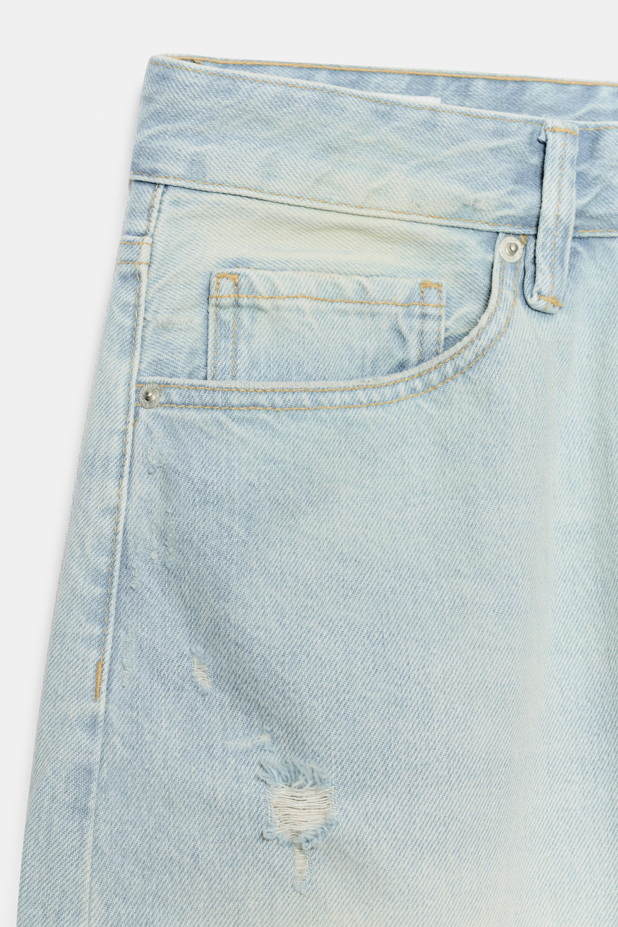 MID-RISE RIPPED DENIM JORTS | Zara US
