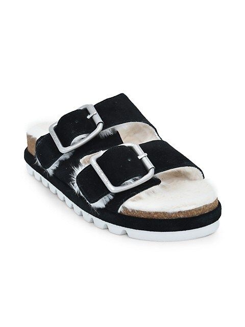 Letty Faux Fur-Lined Suede Slides | Saks Fifth Avenue OFF 5TH