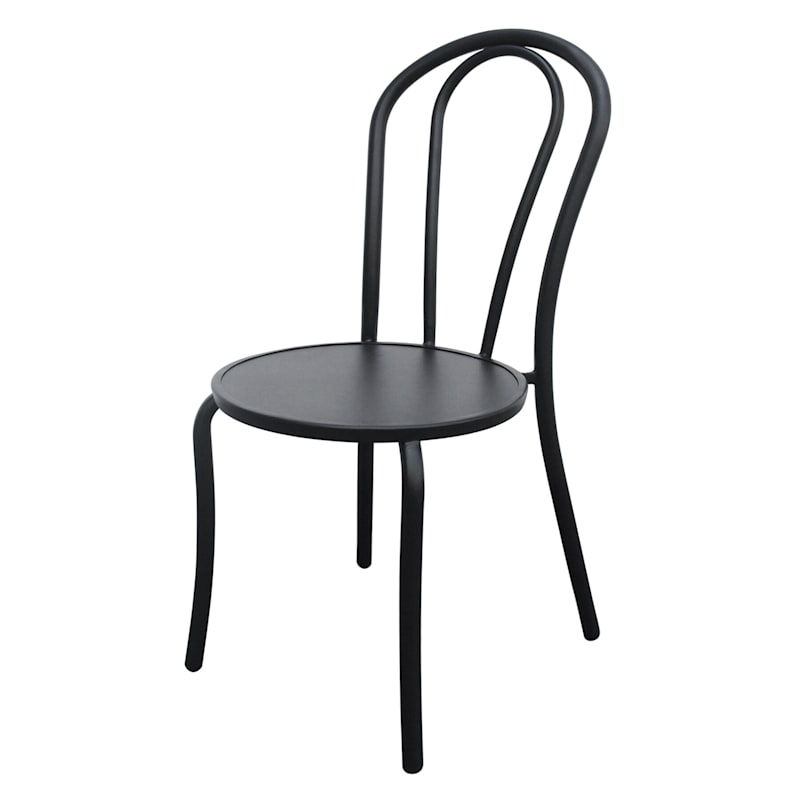 Stackable Outdoor Round Black Bistro Chair | At Home