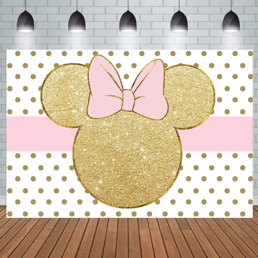 Amazon.com : Withu Pink Minnie Mouse Backdrop Baby Shower Cartoon Dot Princess Girls Birthday Par... | Amazon (US)