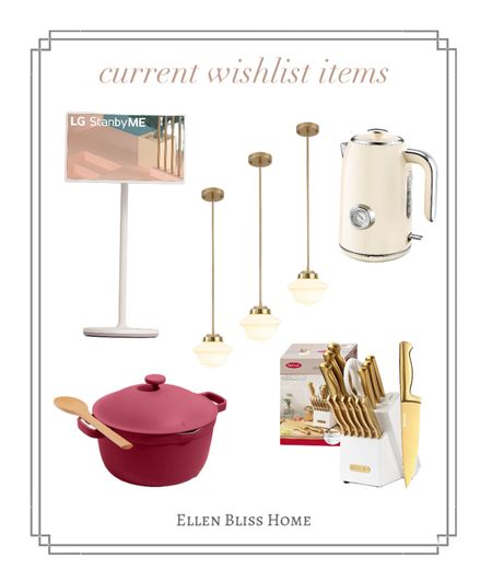 My current wishlist. Home items we need in our home. Home decor ideas, cookware, pendant lights, electric kettle, knife set, LG stand by me TV. 

#LTKsalealert #LTKstyletip #LTKhome