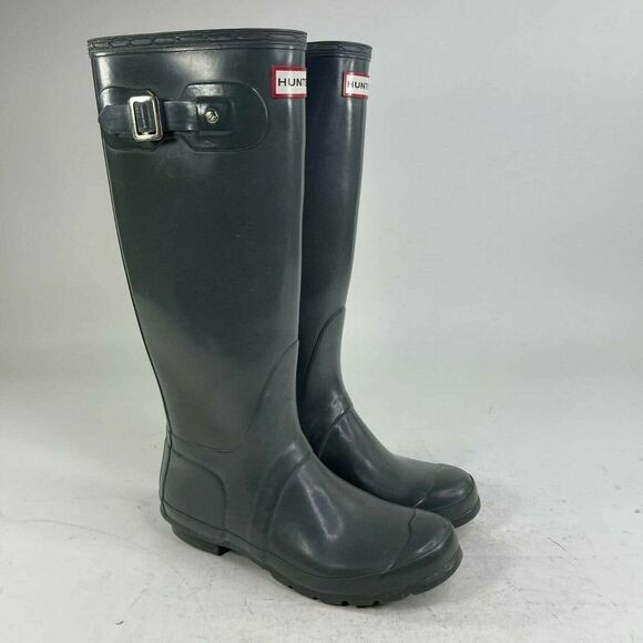 Hunter Women's Original Tall boot Size 7 Gray Rubber Buckle Rain Boot | Poshmark