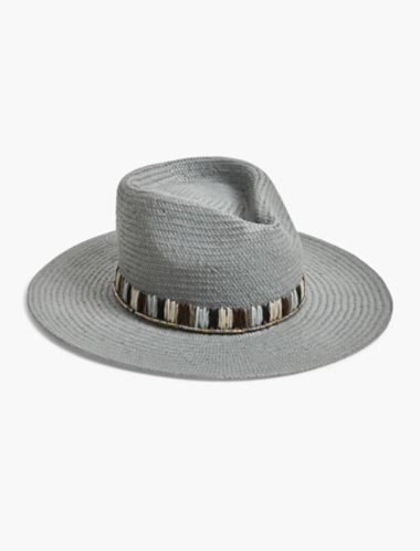 Lucky Brand Embroidered Straw Hat - Open Blue/turquoise | Lucky Brand