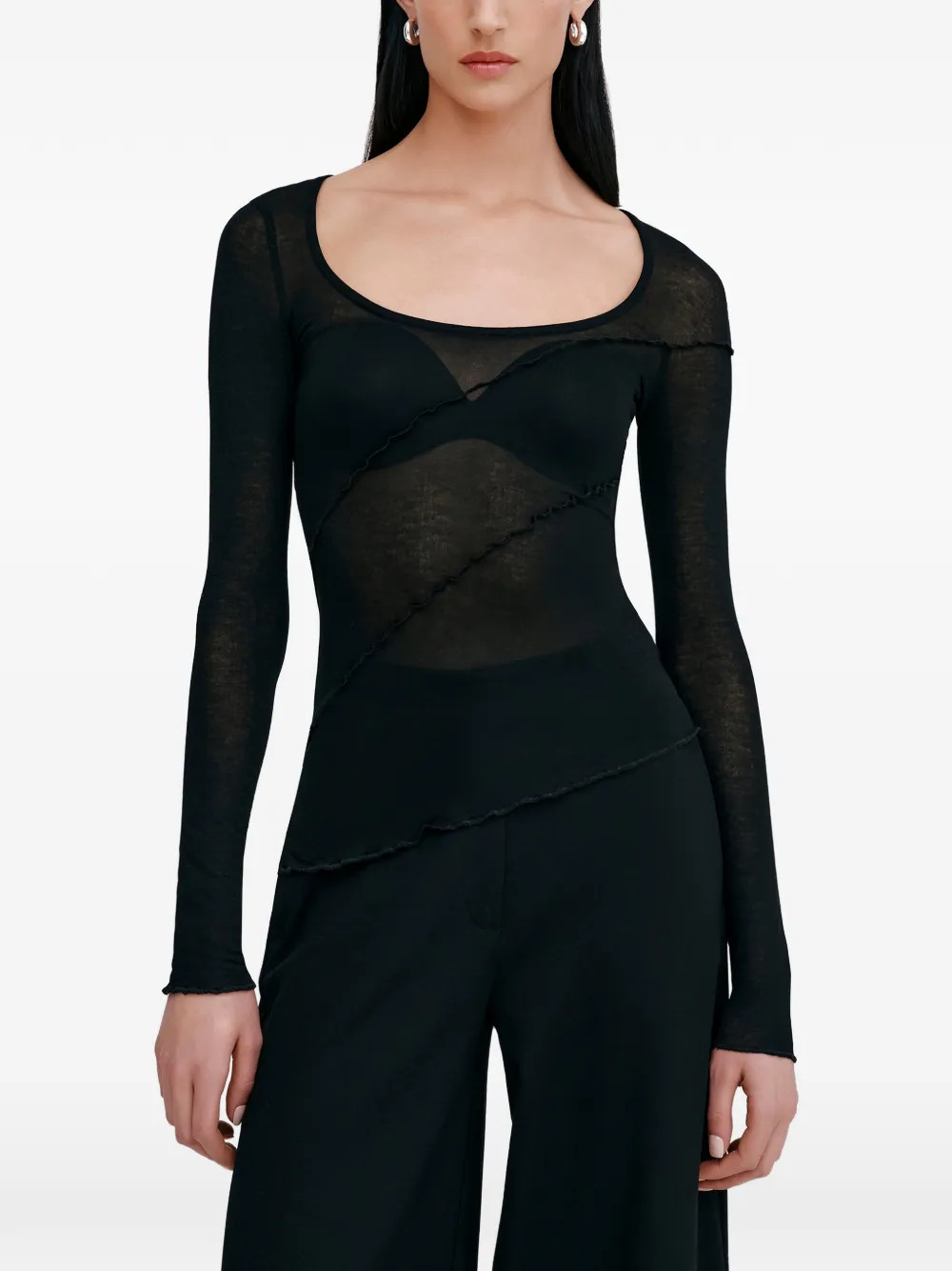 Marcella Melody Sheer Top | Black | FARFETCH LU | Farfetch Global