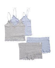 4pc Seamless Rib Cropped Camisoles And Boyshorts Set | Marshalls
