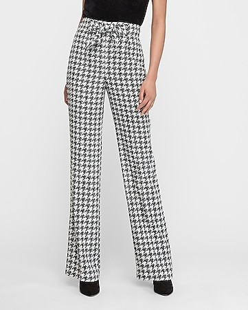 super high waisted houndstooth knot front wide leg pant | Express