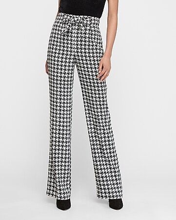 super high waisted houndstooth knot front wide leg pant | Express