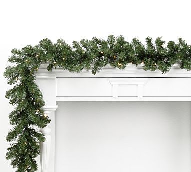 Faux Noble Fir Garland with Clear Lights - Set of 2 | Pottery Barn (US)