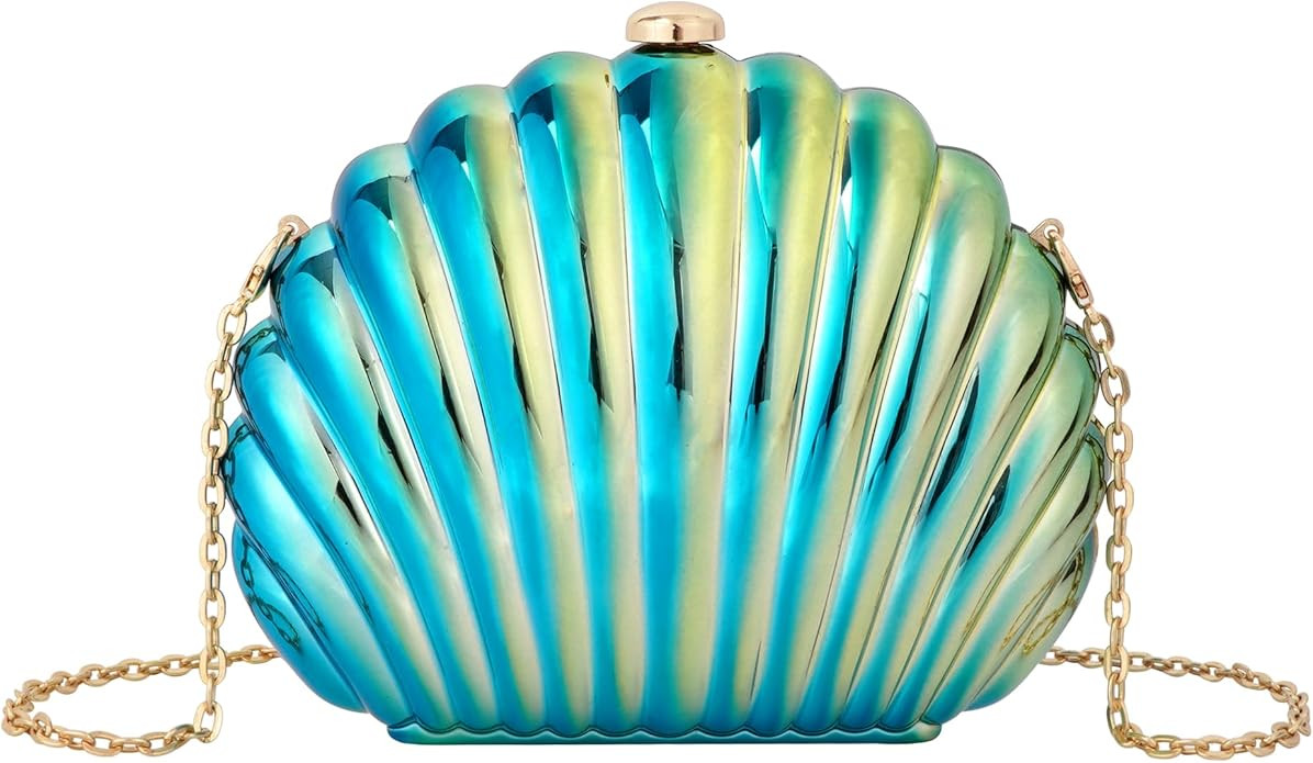 Women Evening Bag Acrylic Clutch Purse Shell Shape Shoulder Cross-body Bag Chain Box Bag | Amazon (US)