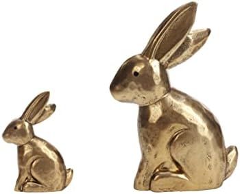 WONDROUS' DECO Wooden Golden Easter Bunny Figurines, Small Decorativ… | Amazon (US)