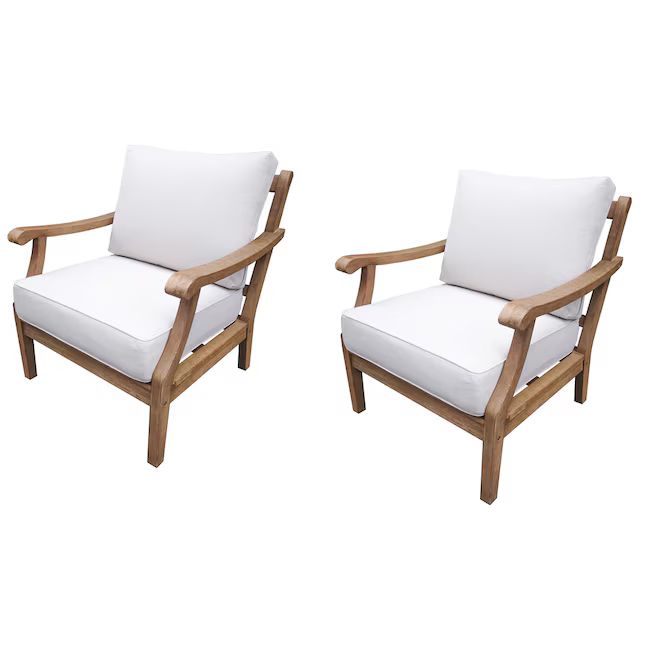 allen + roth Laurel Way Set of 2 Brown Wood Frame Stationary Conversation Chair with White Cushio... | Lowe's