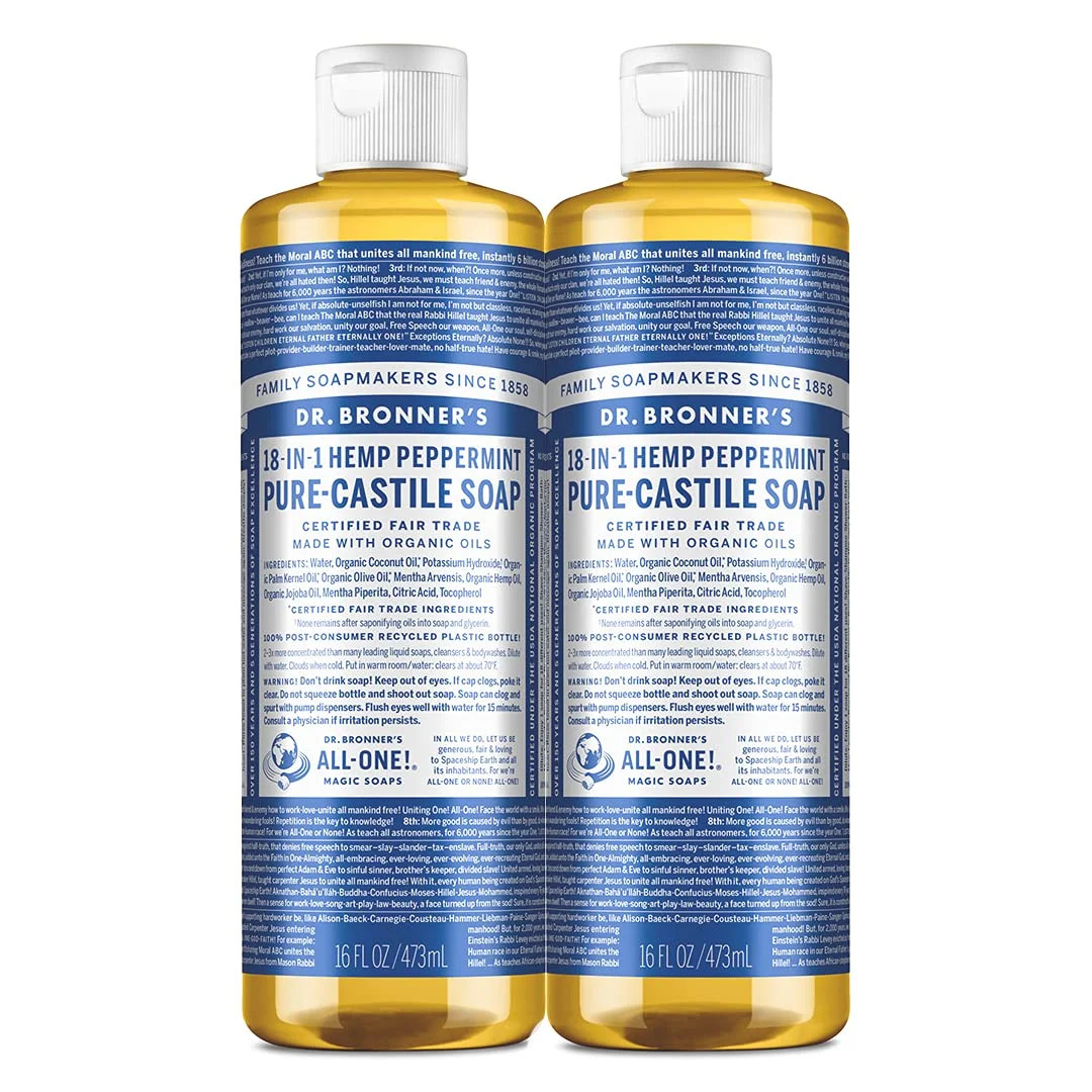 Dr. Bronner’s Pure-Castile Liquid Soap, Peppermint, 16 oz (Pack of 2) | Walmart (US)