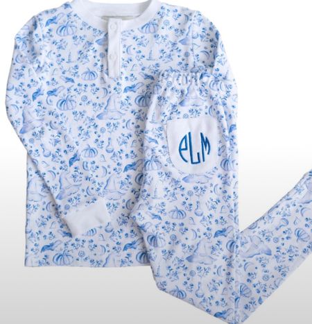 Halloween toile pajamas for kids💙🎃 classic children’s clothing/ grandmillennial/ chintz / chinoiserie 

#LTKbaby #LTKkids #LTKfamily