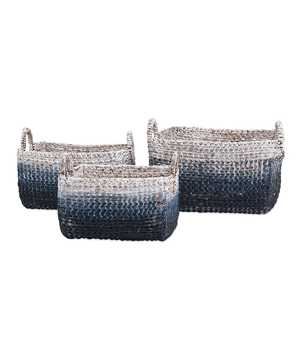 IMAX Baskets - Blue & White Ombre Woven Basket - Set of Three | Zulily