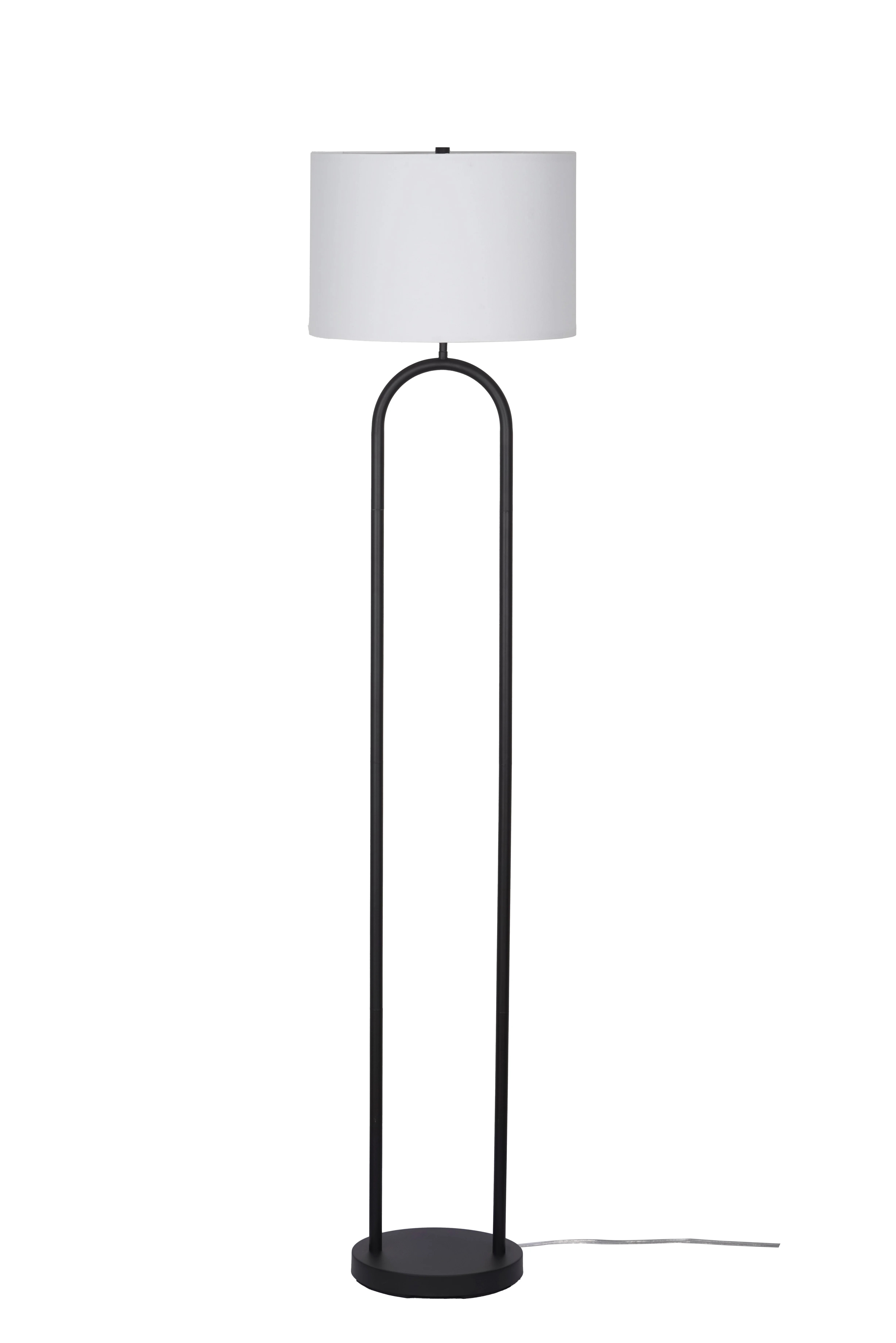 Mainstays 64" Dual Pole Arch Metal Floor Lamp, Black Finish with White Fabric Drum Shade - Walmar... | Walmart (US)