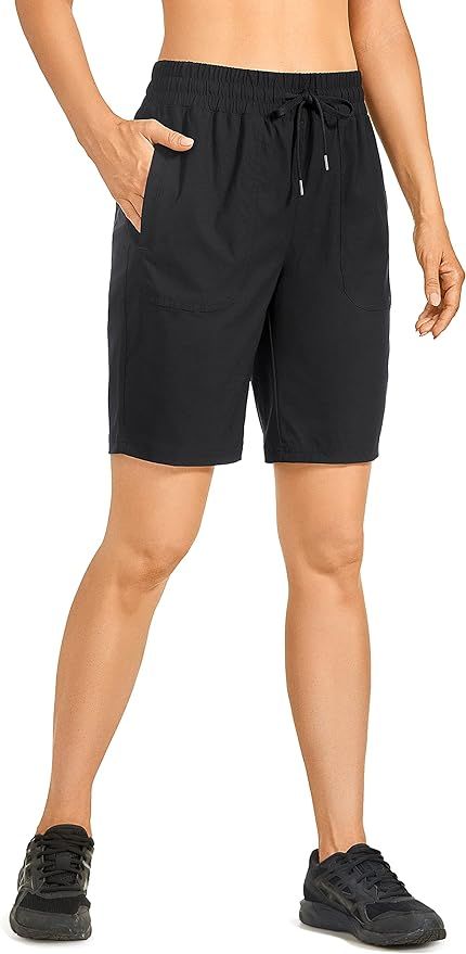 CRZ YOGA Women's Lightweight Hiking Athletic Bermuda Knee Length Shorts Quick-Dry Workout Shorts ... | Amazon (US)