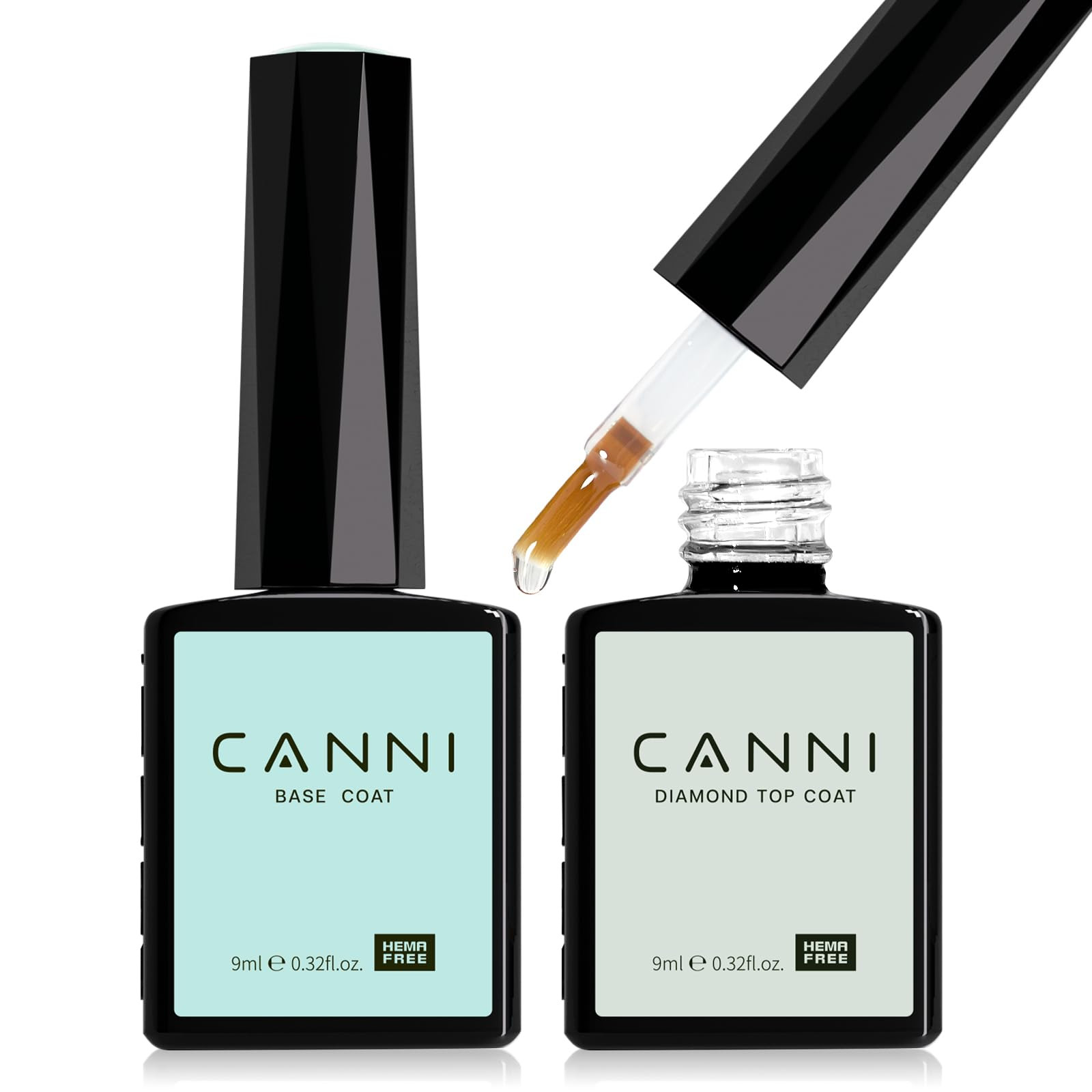 CANNI 2 Pcs No Wipe Gel Top Coat and Base Coat Set- High Gloss Shiny Long Lasting Base Top Coat G... | Amazon (US)