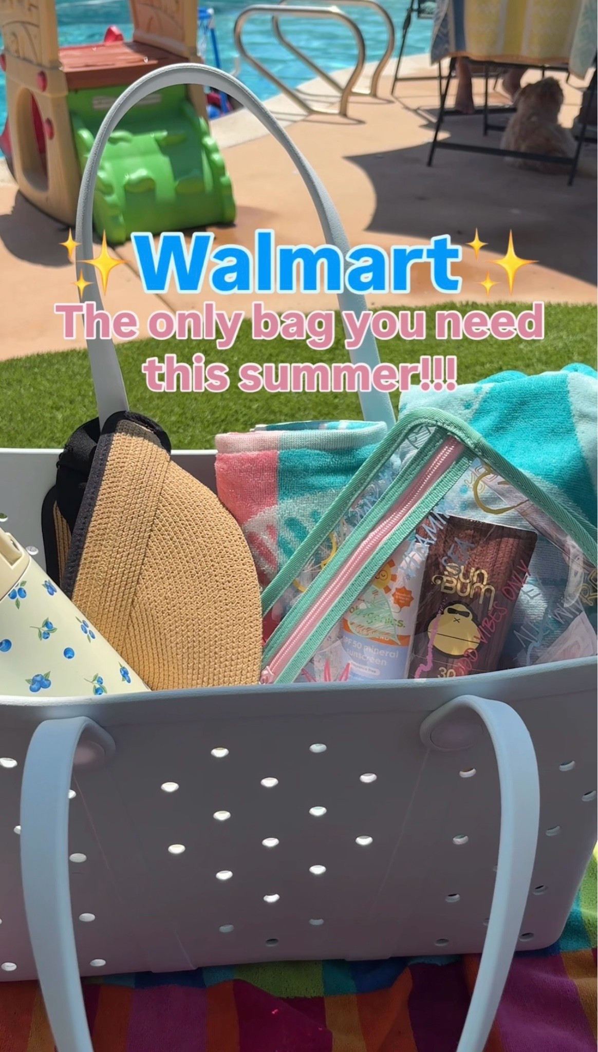 Walmart beach/pool bag dupe!! 
Only $19! Get it before it sells out
.
#walmart #walmartfinds #walmartsummer #boggbagdupe