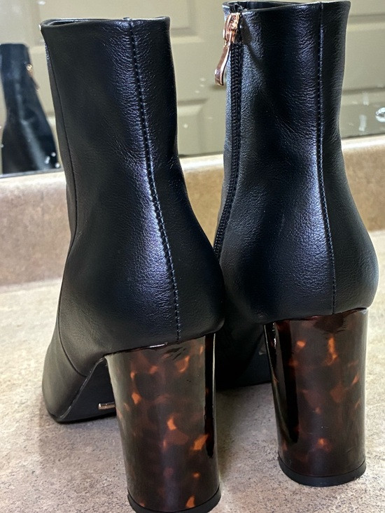 Billini Black Ankle Booties with Tortoiseshell Block Heel | Poshmark