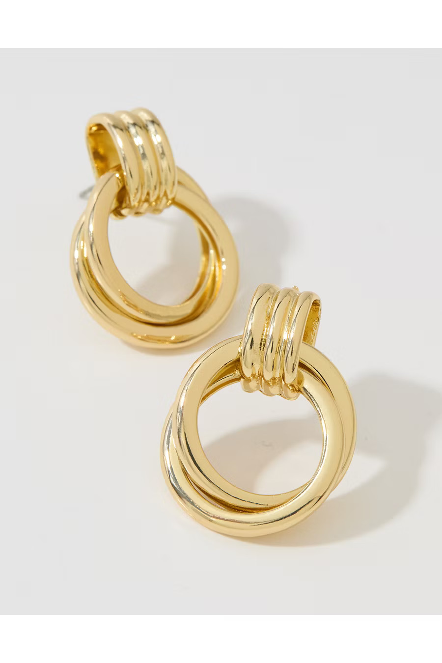 Aerie Double Circle Hoop Earrings Women's Gold One Size | American Eagle Outfitters (US & CA)