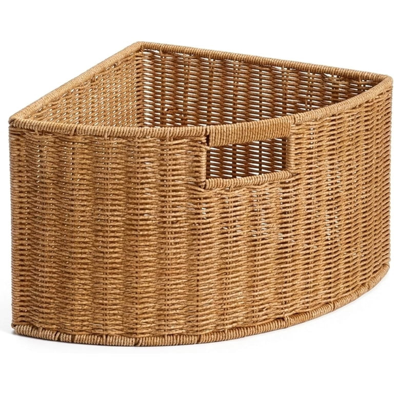 Triangle Fan-Shaped Corner Storage Basket, PE Rattan Organizer with Sturdy Metal Frame, Space Sav... | Walmart (US)