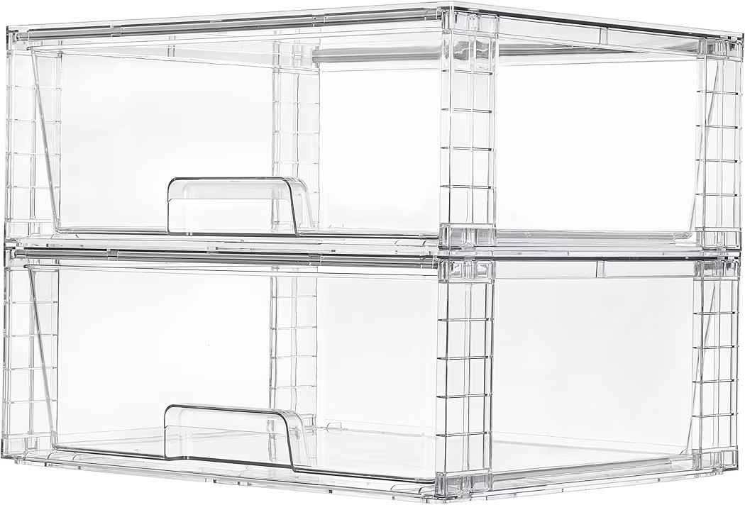 Vtopmart 2 Pack Large Stackable Storage Drawers,Easily Assemble Clear Acrylic Bathroom Closet Und... | Amazon (US)