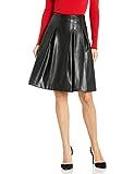 Calvin Klein Women's A-Line Leather Skirt, Black, 4 | Amazon (US)