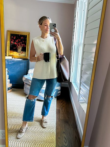 This madewell sweater is the perfect fall top for nice days. My jeans are maternity jeans but I’ll link the non-maternity ones that I own and love too. My suede mules are so comfortable and this purse holds so much (including a laptop) but is still polished. 

My ember mug keeps coffee warm and makes a great gift for moms! 

#LTKxMadewell #LTKSeasonal #LTKbump