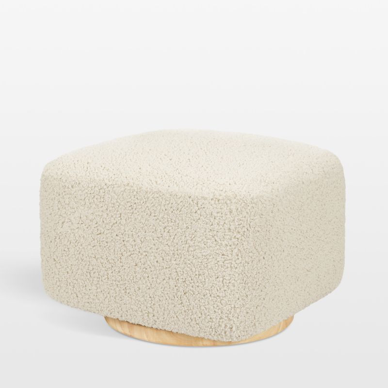 Babyletto Kiwi Gliding Ottoman in Almond Teddy Loop with Light Wood Base + Reviews | Crate & Kids | Crate & Barrel