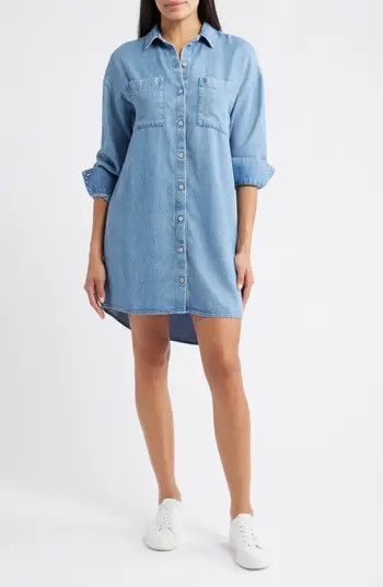 Cloth & Stone Long Sleeve Denim Button-Up Shirtdress in Night Tides Wash at Nordstrom Rack, Size Medium | Nordstrom Rack